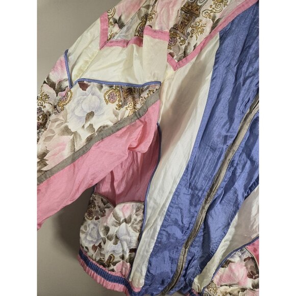 Vtg 80s Bolo Spirit Floral Purple Colorblock Nylon Full Zip Track Jacket Sz XL - Picture 5 of 13